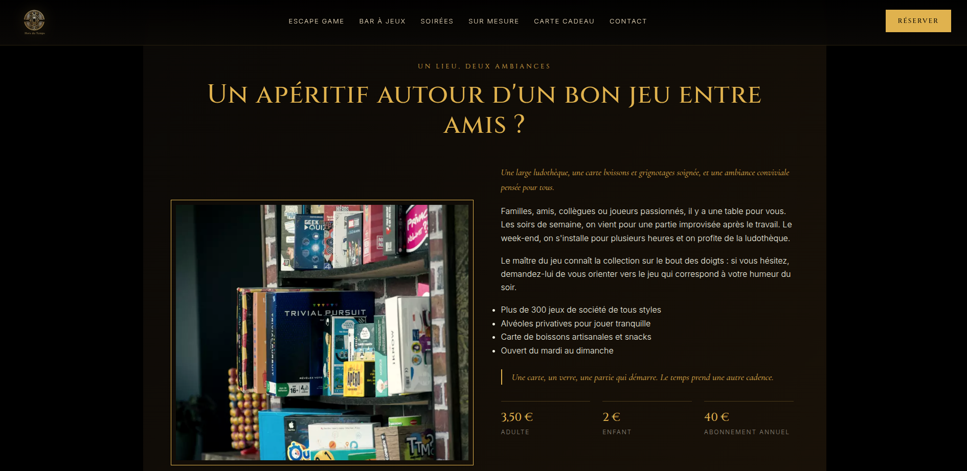 Section bar à jeux et ludothèque